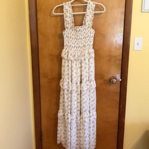 Pink Lily Floral Maxi Dress - Cream and Pink